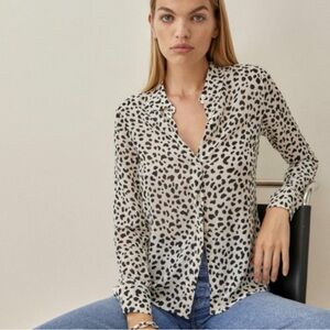 Reformation Black and White Animal Print Blouse